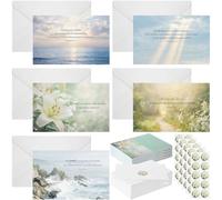 Eaasty 50 Sets Elegant Christian Sympathy Cards with Envelopes, Scripture Condolence Card Assortment for Loss of Loved One, Religious Bereavement Greeting Cards with Sentiments Inside, Nature Floral