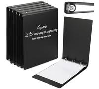 Eaasty 6 Pack 1 Inch Heavy Duty 3 Ring Binder Durable PP Plastic Business Checkbook Binder Waterproof No Gap Rings Holds 200 US Letter Sheets for School or Office (Black)