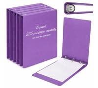 Eaasty 6 Pack 1 Inch Heavy Duty 3 Ring Binder Durable PP Plastic Business Checkbook Binder Waterproof No Gap Rings Holds 200 US Letter Sheets for School or Office(Purple)