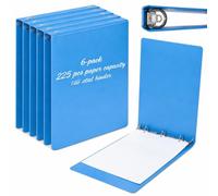 Eaasty 6 Pack 1 Inch Heavy Duty 3 Ring Binder Durable PP Plastic Business Checkbook Binder Waterproof No Gap Rings Holds 200 US Letter Sheets for School or Office(Blue)