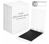 Eaasty 6 Pack 1 Inch Heavy Duty 3 Ring Binder Durable PP Plastic Business Checkbook Binder Waterproof No Gap Rings Holds 200 US Letter Sheets for School or Office(White)