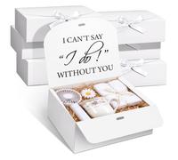 Eaasty 6 Pack Bridesmaid Proposal Box Gift I Can't Say I Do Without You Box Lid Ribbon 10.6 x 7.8 x 3.1 Inch Maid of Honor Paper White Wedding Gift Packaging for Bachelorette Bridal Shower Party Favor