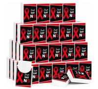 Eaasty 60 Pack Red Ribbon W wareness Pocket Tissues Bulk Just Say No Drug Prevention Travel Pocket Tissues for Drug Free Awareness Gift School Office Charity Events Supplies