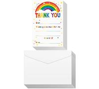 Eaasty 72 Pieces Thank You Cards Fill in The Blank Thank You Note with Envelope Colorful Thanks Appreciation Gift Greeting Card for Birthday Graduation Party, Any Occasion(Rainbow Style)