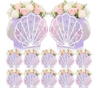 Eaasty 8 Set Mermaid Seashell Flower Boxes Centerpieces Vase Iridescent Shell Shape Gift Box Mermaid Party Favor for Table Baby Shower Birthday Wedding Ocean Beach Under the Sea Party Decor (Purple)