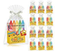 Eaasty Back to School Teacher Gift Bulk, Foldable Paper Basket Boxes with Ribbon Cards, First Day of School Gift from Students for Teacher Office Staff(12 Pack,Colored Pencils)