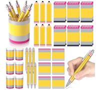 Eaasty Teacher Appreciation Gift Set Glitter Pencil Themed Back to School Gift Set Includes 6 Ballpoint Pens 6 Pen Holders 6 Rulers 6 Sticky Notes 12 Notebooks for 2026 Graduation Office Supplies