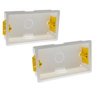 ÉABCON 35mm 2 Gang Dry Lining Back Box, Plasterboard Pattress Box, Adjustable Lugs (2)