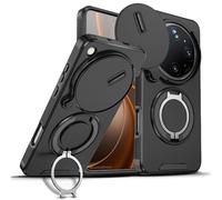 Eabhulie Case for Oppo Reno13, Slide Lens Cover & Ring Stand Black
