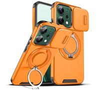 Eabhulie Case for Oppo Reno14 F, Slide Lens Cover & Ring Stand Orange