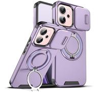 Eabhulie Case for Oppo Reno14, Slide Lens Cover & Ring Stand Purple