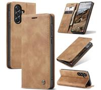 Eabhulie Case for Samsung Galaxy A57 Case, Retro PU Leather Wallet Case Card Slots Flip Stand Case Cover Brown