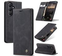 Eabhulie Case for Samsung Galaxy S26 Case, Retro PU Leather Wallet Case Card Slots Flip Stand Case Cover Black