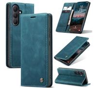 Eabhulie Case for Samsung Galaxy S26 Case, Retro PU Leather Wallet Case Card Slots Flip Stand Case Cover Blue