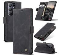 Eabhulie Case for Samsung Galaxy S26 Ultra Case, Retro PU Leather Wallet Case Card Slots Flip Stand Case Cover Black