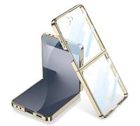Eabhulie Case for Samsung Galaxy Z Flip 7 Case Built-in Screen Protector Slim Plating Clear Cover Gold