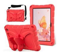 EabHulie Kid-Friendly Case for Fire HD 7" 2022, Lightweight EVA Shockproof Protective Cover with Butterfly Kickstand & Shoulder Strap Red