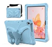EabHulie Kid-Friendly Case for Huawei MatePad SE 10.1"/T10s 10.1"/T10 9.7", Lightweight EVA Shockproof Protective Cover with Butterfly Kickstand & Shoulder Strap Light blue