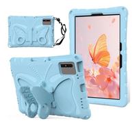 EabHulie Kid-Friendly Case for Samsung Galaxy Tab S10 FE/Tab S9 FE/Tab S9/Tab S8/Tab S7, Lightweight EVA Shockproof Protective Cover with Butterfly Kickstand & Shoulder Strap Light blue