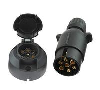 Eacalyc 7-Pin Trailer Plug Socket 12V N Type, Universal Fit for Truck, Trailer, Caravan, Black
