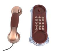 Eacam Bronze, Red Copper, Black Walnut Retro Wall Mounted Corded Phone with Round Metal Buttons, Blue Light for Incoming Calls, Wall Placement (Copper Color)