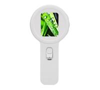 Eacam Digital Microscope LED Magnifying Glass Handheld Digital Microscope 200X Zoom 2 Inch Screen 16 LED Dual Light Source Auto Focus Photo Video Storage for Nature Observation J (White)