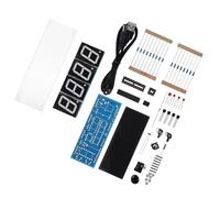 Eacam DIY Digital LED Clock Kit, Automatic Time Temperature Display with Light Control for Electronics Enthusiasts, 4-Digit LED, Alarm, Timer, Transparent Case, Blue Green White Red (Green)