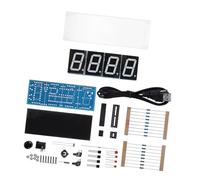 Eacam DIY Digital LED Clock Kit, Automatic Time Temperature Display with Light Control for Electronics Enthusiasts, 4-Digit LED, Alarm, Timer, Transparent Case, Blue Green White Red (Red)