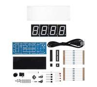 Eacam DIY Digital LED Clock Kit, Automatic Time Temperature Display with Light Control for Electronics Enthusiasts, 4-Digit LED, Alarm, Timer, Transparent Case, Blue Green White Red (White)