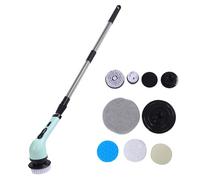 Eacam Electric Brush for Bathroom, Cordless Scrubber with 6 Replaceable Heads, Extendable Handle, Digital Display, Quick Change Mechanism, Two Speed Settings, IPX7 Ratin (Green)