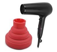 Eacam Hair Dryer Diffuser, Silicone Collapsible Travel Portable Folding Blow Dryer Attachment, Heat & Air Diffuser for Curly Hair, Minimize Frizz, Bright Color, Easy to Install, (Red)