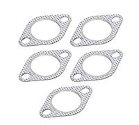 Eacam High Temp Exhaust Gasket, 5Pcs 2in Aluminum Foil Flange Gasket, Embossed Design, Easy Install, 50.8mm Inner Diameter, Turbo Manifold Header Down Dump Pipe, Suitable for, Turbo,