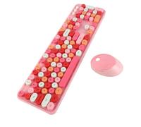 Eacam Improved Keyboard 104 Keys, Retro Typewriter Style High Key Design USB Drive, Play/Pause, Volume Adjustment, Ergonomics, Power Saving, 2.4Ghz Wireless Keyboard, Three-level Smart (Pink Theme)