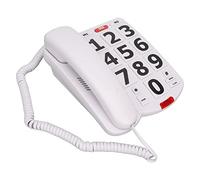 Eacam Large Button Elderly Landline Phone, Simple Classic Adjustable Volume Home Phone for Seniors, Super High Ringer, 9ft Cord, Voice Communication, White, ABS Material