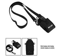 Eacam MSC-20D Shoulder Strap Radio Case for Belt Radio Bag, Nylon Walkie Talkie Holder Chest Hanging Waist Pouch with Adjustable Shoulder Strap, Great for Outdoor Sports, Black