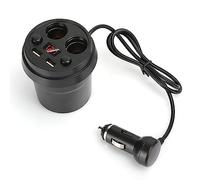 Eacam Multifunction Cup Holder Car Charger, Double Cigarette Lighter Hole, Dual USB, Real Time Voltage Monitoring, do Not Pick Car Model, General Wide Voltage, Smart Fast Charging,