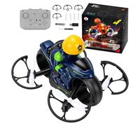 Eacam RC Flying Motorcycle Land Air Dual Mode RC Vehicle Air Ground Motorcycle Dual Mode Remote Control Flip Altitude Hold One Key Return Voice Broadcast for Beginners (Blue)