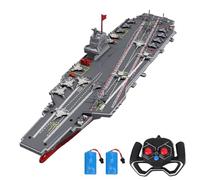 Eacam RC Warship DIY Remote Control Aircraft Carrier Kit with Auto Power Off for Adults and Kids (Grey 2 Batteries)