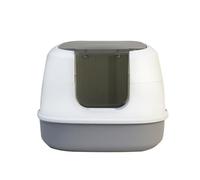 Eacam Removable Top Cover, High Fence, Spacious Space Cat Litter Box with Split Structure, for Cats Within 10kg, Flip Top Cleaning Design, Hanged Side (Grey)