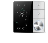 Eacam Smart Thermostat Home Thermostat AI Smart APP Control LED Digital Touch Screen Adjustable Knob with Learning for Electric Floor Heating (Black and White)