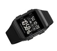 Eacam Sport Watch Athletic Watch Digital Dual Time Countdown Chronograph Alarm Clock 50M EL Back Light with Date Week 12 24 Hour for Running Outdoor S (Black)