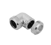 Eacam Twist Dual 90 Degree Elbow Hard Pipe Tube Connector for Water Liquid Cooling, 5/8" OD, Excellent Heat Dissipation, Stability, Prevent Coolant Leaking with Silicone Seal, 16mm (Silver)