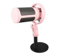 Eacam USB RGB Microphone Computer Mic Kit with Real-time Monitoring One Key Mute and Gain Knob for Gaming Live Streaming, Plug & Play for IOS (Pink)