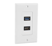 Eacam USB3.0 Two in One Integrated Multimedia Wall Panel Socket, Strong and Sturdy, Easy Connection, Suitable for Engineering Wiring, 1.4 Compatible, ABS Material, 75x115MM Size,