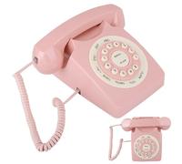 Eacam Vintage Telephone, ABS Material, High-Definition Call Quality, Home Office Pink European Style, Large Numeric Keypad, Caller ID None, UK + US Line, Vintage Telephone