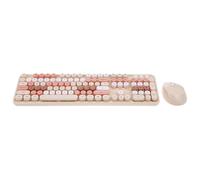 Eacam Wireless Keyboard and Mouse Combo Wireless Keyboard Mouse Set 2.4G Kit Full Size 104 Keys Typewriter Style with USB Receiver for PC Laptop (Light brown)