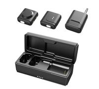 Eacam Wireless Lavalier Microphone Smart Noise Reduction Mic Wireless Lapel Microphone Clip On 2Pcs Dual Mic 32kHz 24bit 30m Transmission with Charging Case for Vlog L