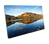 EACanvas Blue skies Lake Buttermere refection's The English Lake District Wall Art Print Picture For Home Office Decor 61x41cm (24x16In)