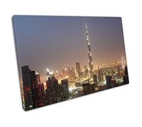 EACanvas city of Dubai Burj Khalifa at night in United Arab Emirates Ready to Hang Wall Art Print Picture For Home Office Decor 91x61cm (36x24In)