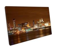EACanvas city of Liverpool skyline Liver Building Albert docks Ready to Hang Wall Art Print Picture For Home Office Decor 76x51cm (30x20In)
